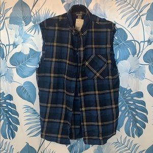 Divided ASOS Sleeveless Raw Edge Flannel